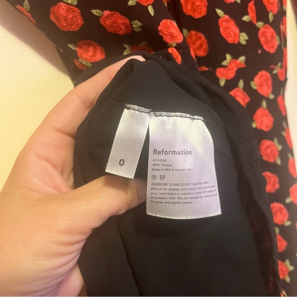 Reformation Doutzen Red Roses Cassandra Mini Dress size 0 like new floral ruffle - Picture 7 of 8